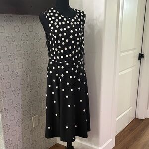 Investments Black and White Polka Dot Midi Dress